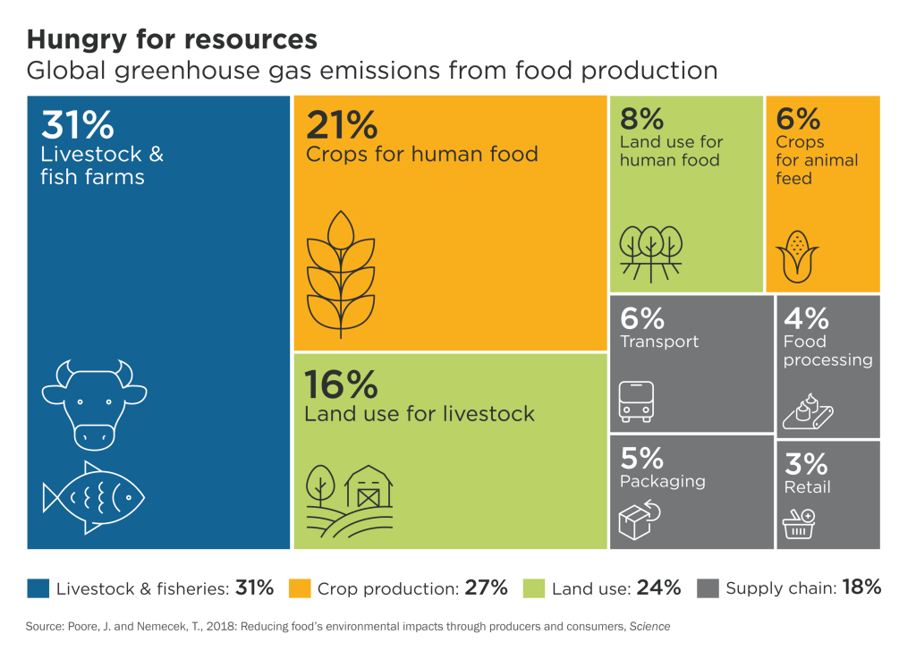 Most agricultural emissions relate to livestock